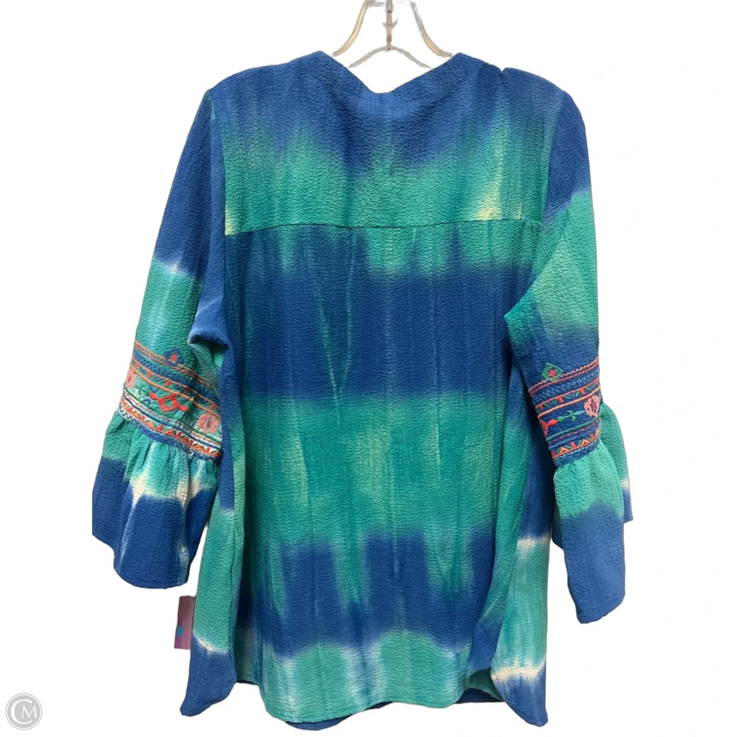 Tunic Long Sleeve By Calessa In Aqua, Size: L