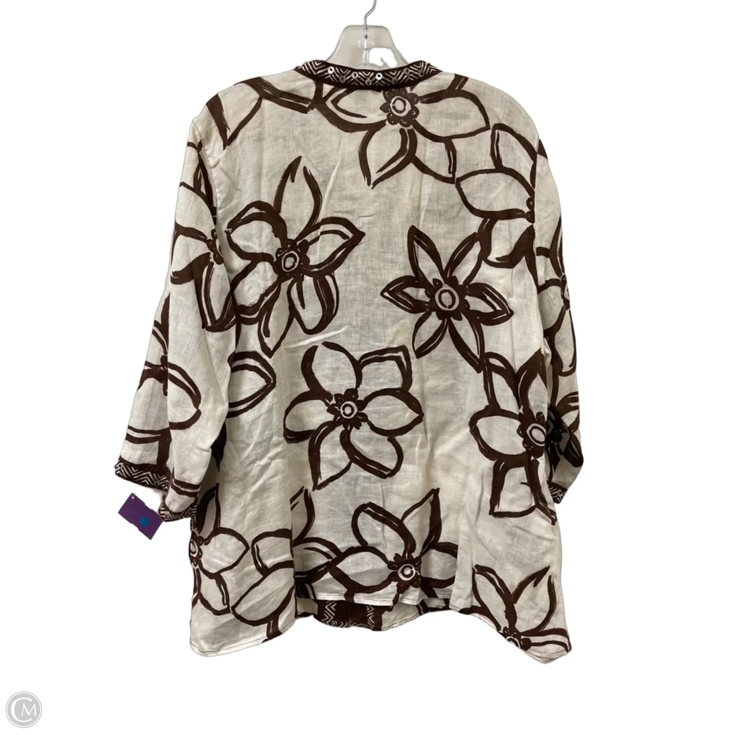 Blouse Long Sleeve By Laura Ashley In Brown, Size: 2x