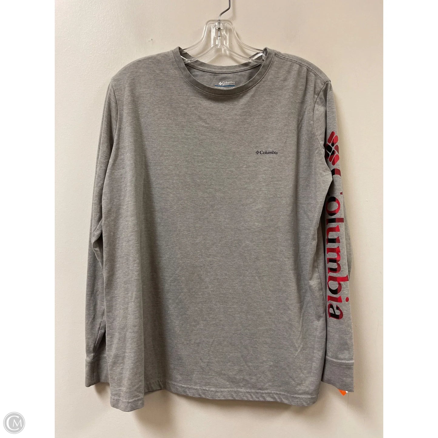 Athletic Top Long Sleeve Collar By Columbia In Grey, Size: L