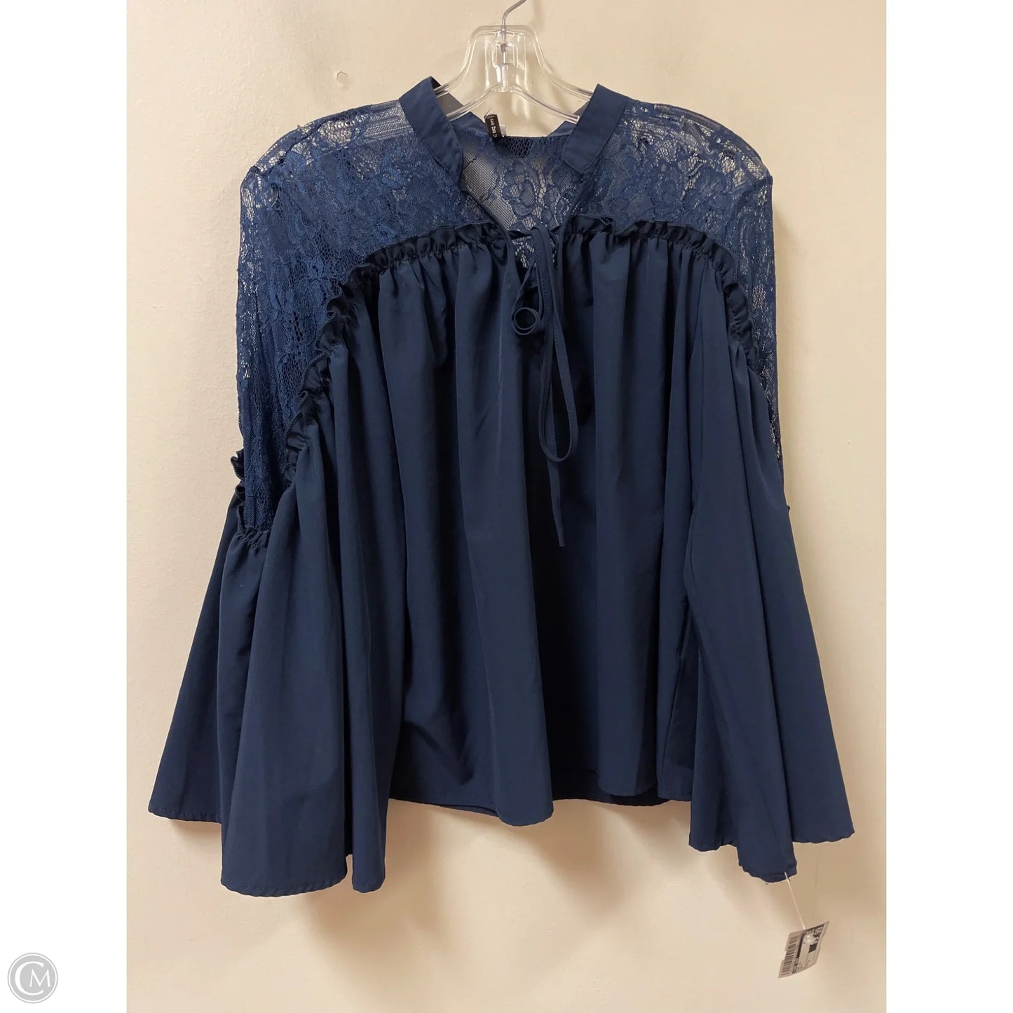 Top Long Sleeve By Care Wear In Navy, Size: S