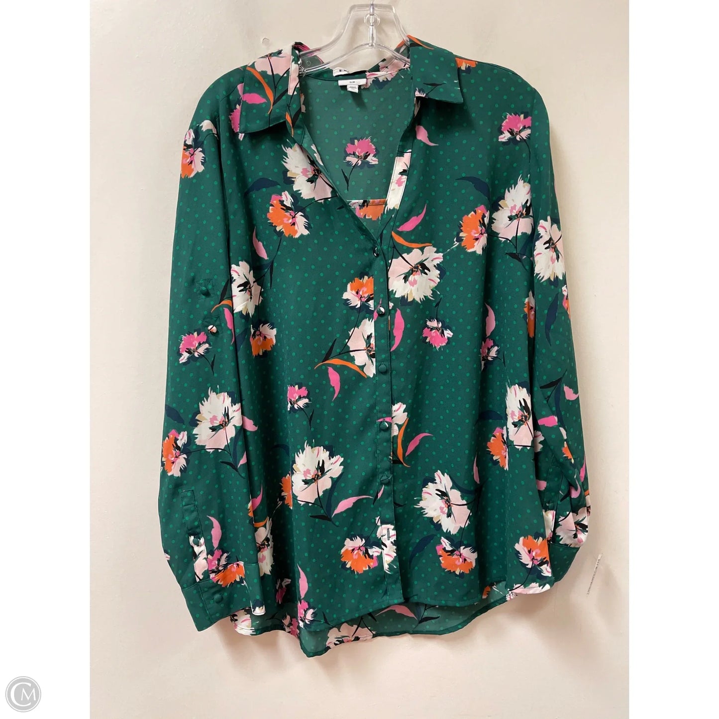 Blouse Long Sleeve By Express In Green, Size: Xl