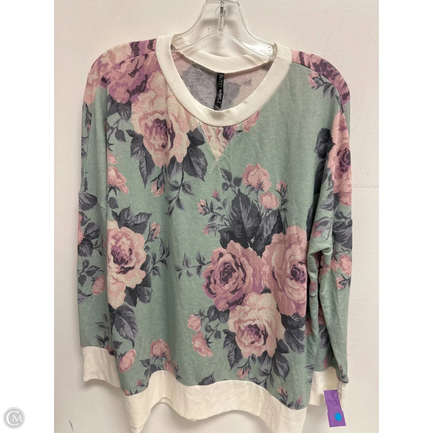 Top Long Sleeve By Glitzy Girlz In Floral Print, Size: M
