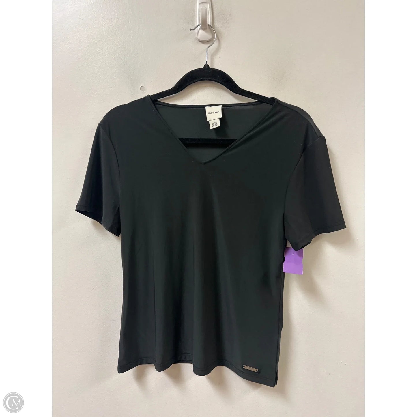 Athletic Top Short Sleeve By Calvin Klein In Black, Size: M