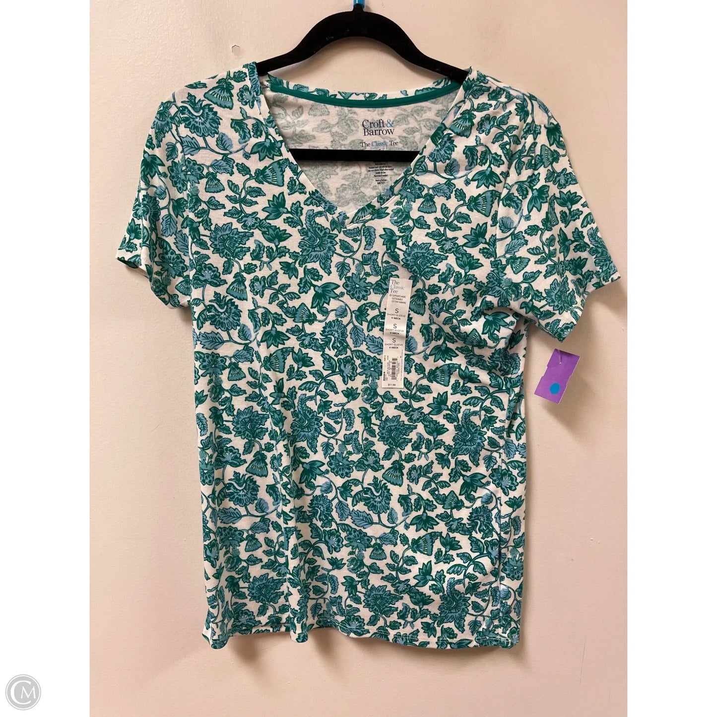 Top Short Sleeve Basic By Croft And Barrow In Teal, Size: S