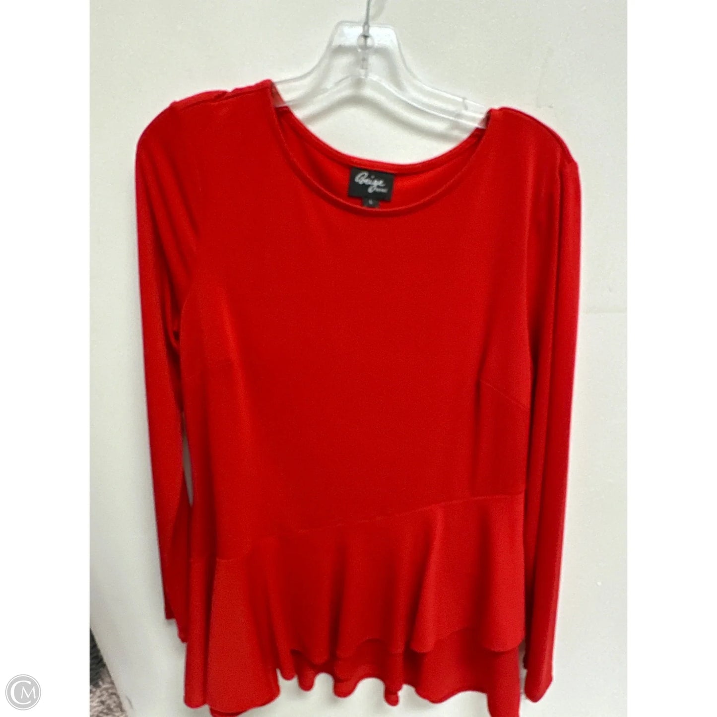 Top Long Sleeve By Eci In Red, Size: L