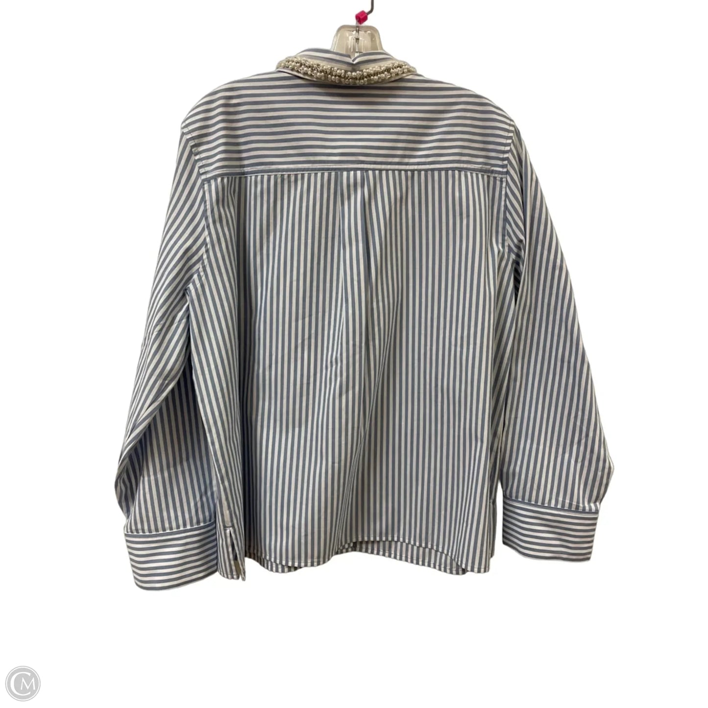 Blouse Long Sleeve By Chicos In Striped Pattern, Size: L
