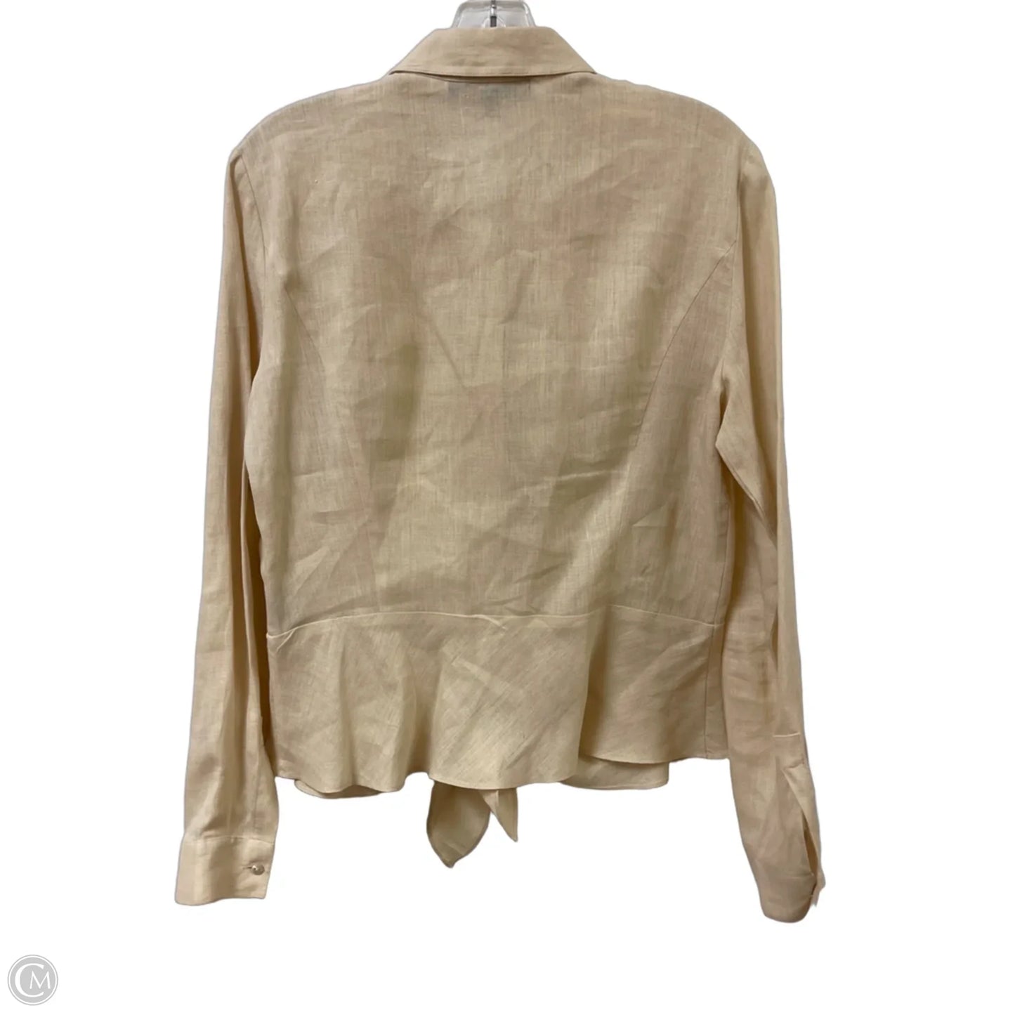 Top Long Sleeve Designer By Lafayette 148 In Cream, Size: M