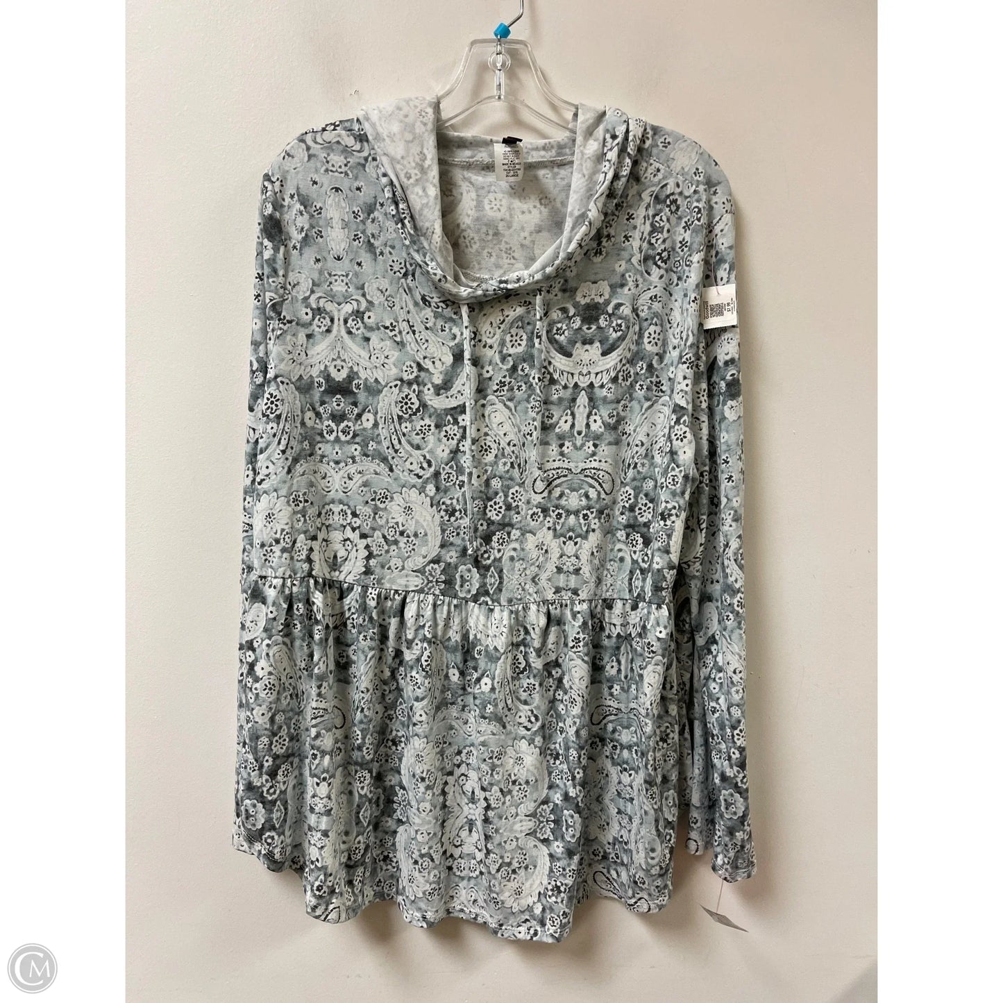 Top Long Sleeve By Glitzy Girlz In Blue & Grey, Size: 2x