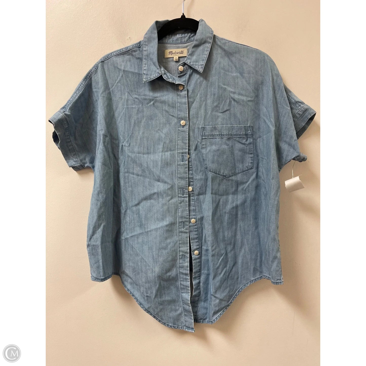 Blouse Short Sleeve By Madewell In Blue, Size: S