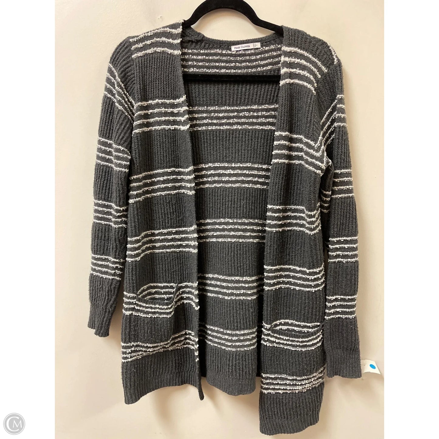 Sweater Cardigan By Pink Clover In Grey & White, Size: S