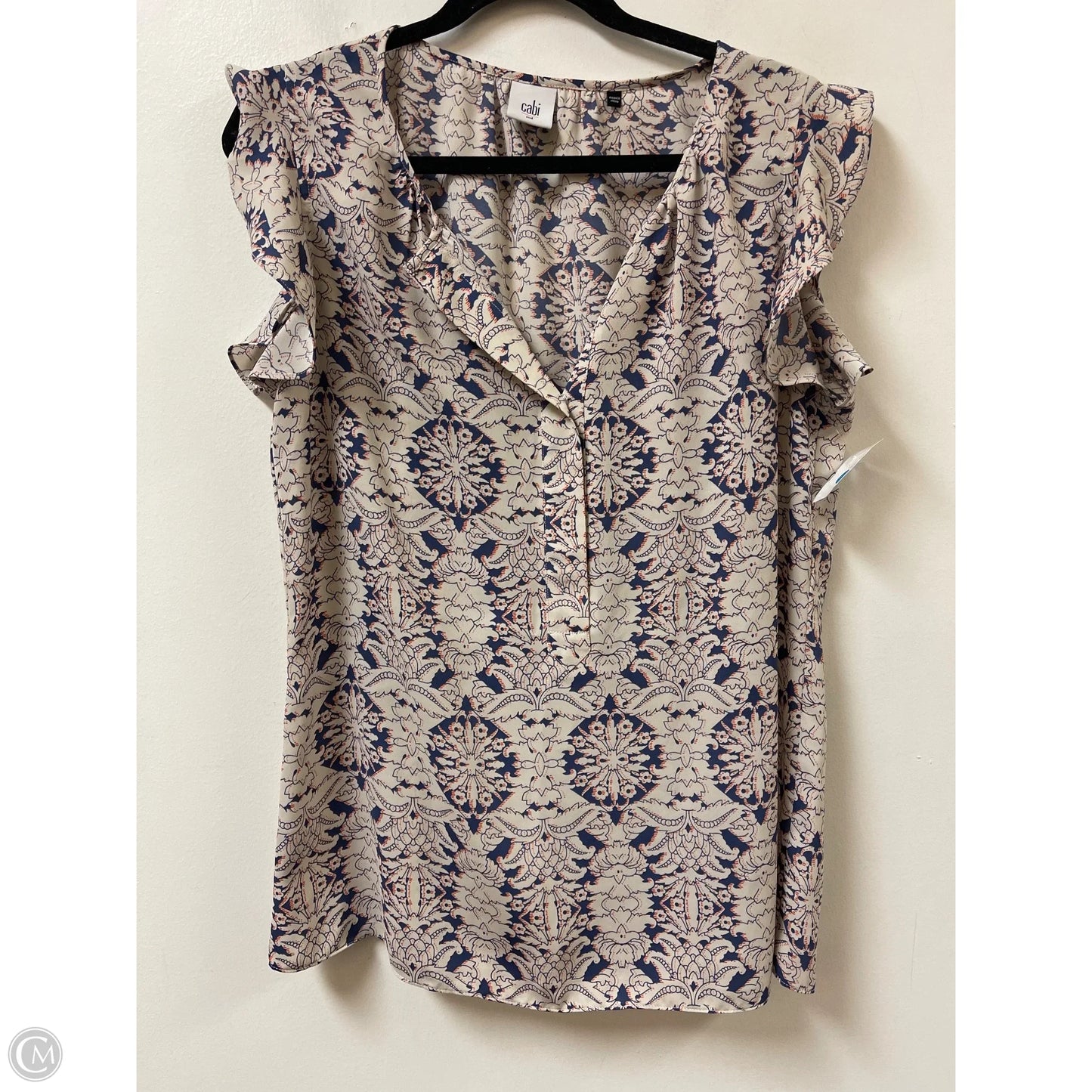 Top Short Sleeve By Cabi In Blue & Orange, Size: M