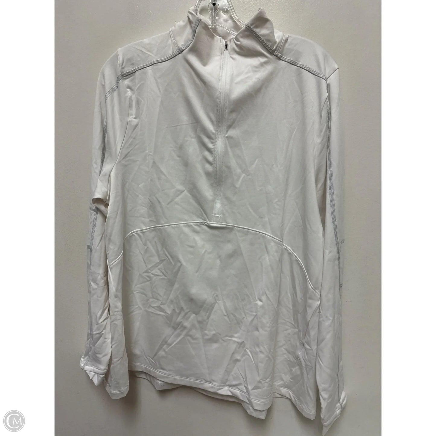 Athletic Top Long Sleeve Collar By Under Armour In White, Size: 1x