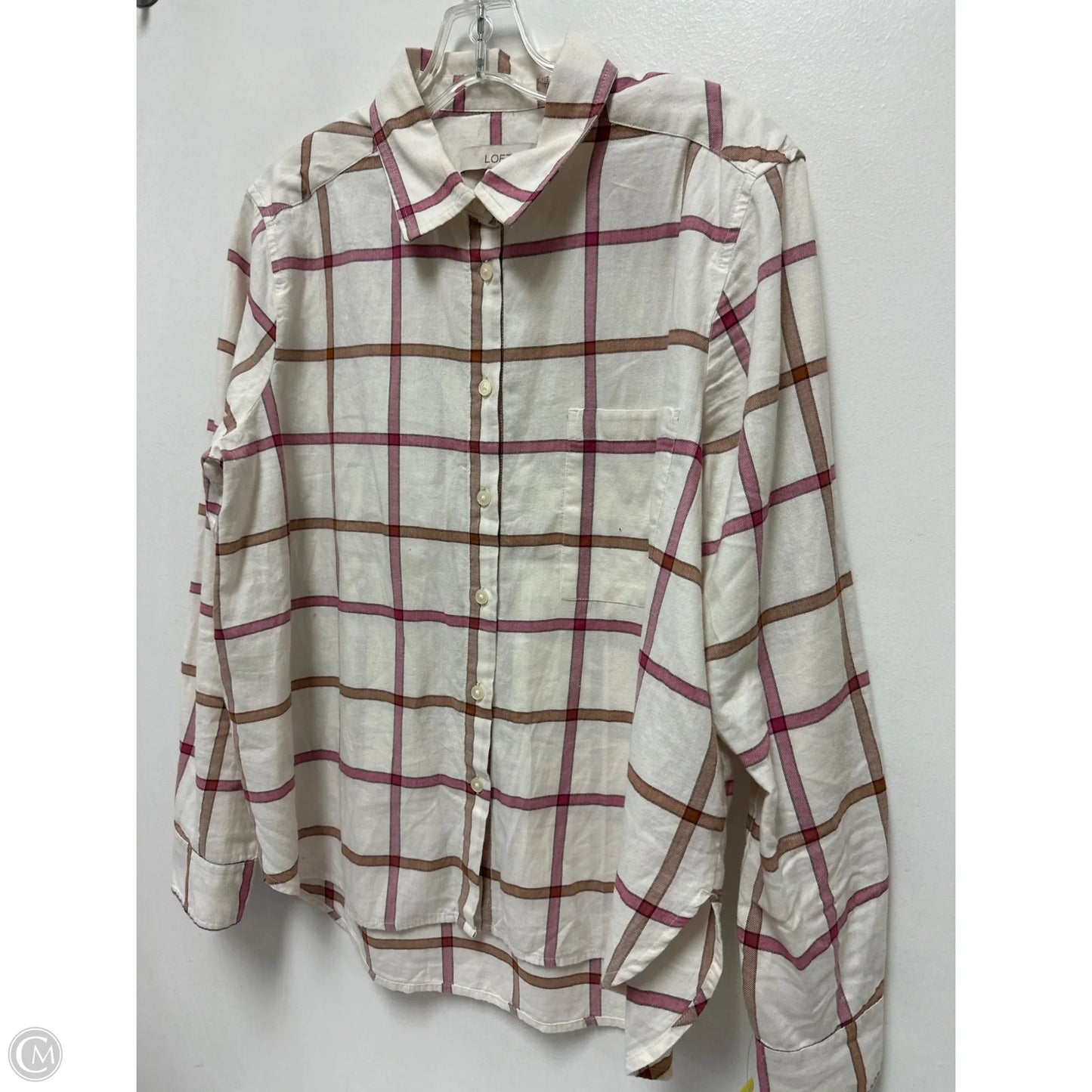 Blouse Long Sleeve By Loft In Cream, Size: L