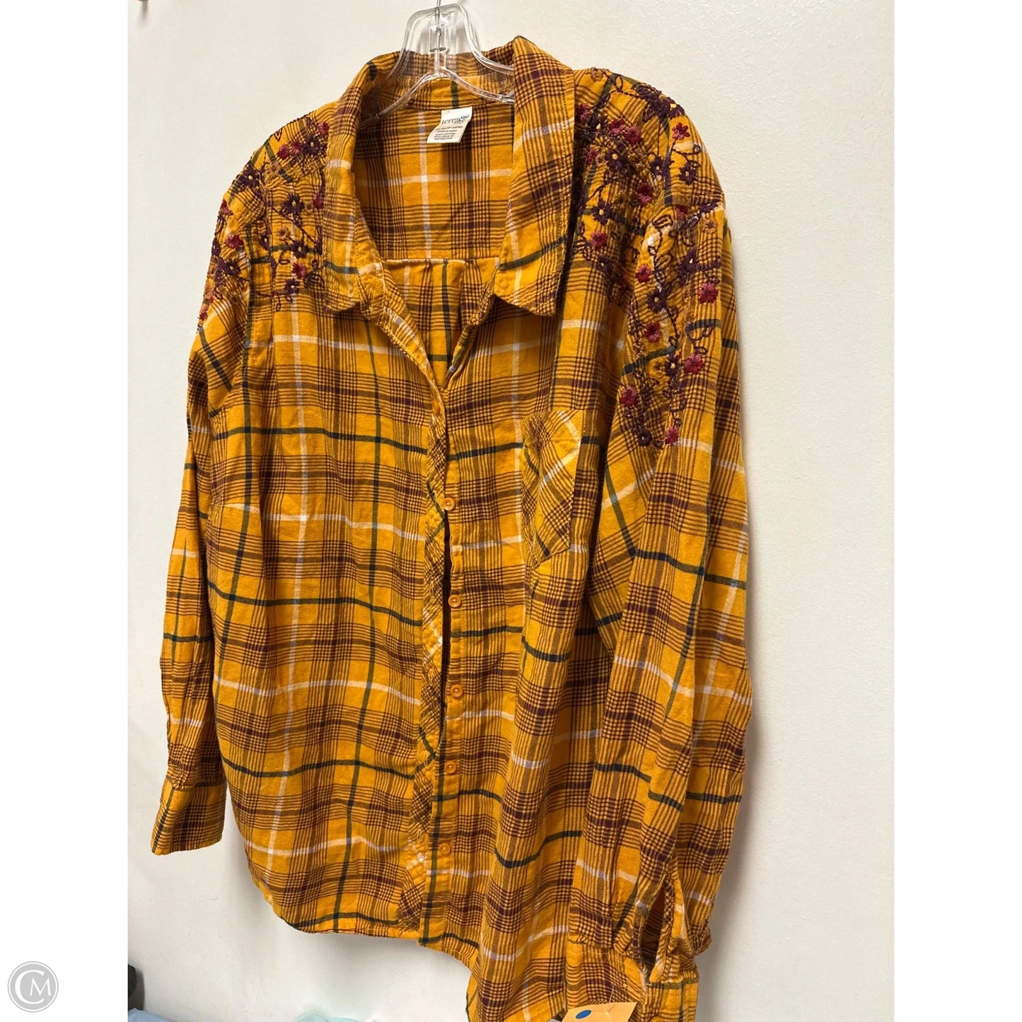 Blouse Long Sleeve By Terra & Sky In Yellow, Size: 3x