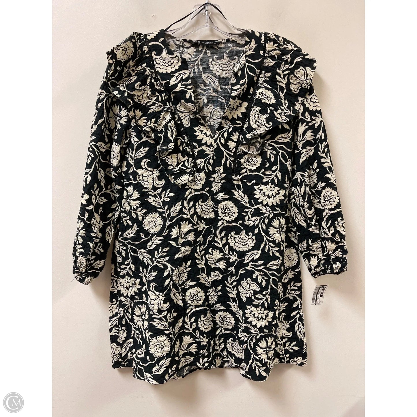 Dress Casual Short By Zara In Black & Cream, Size: S