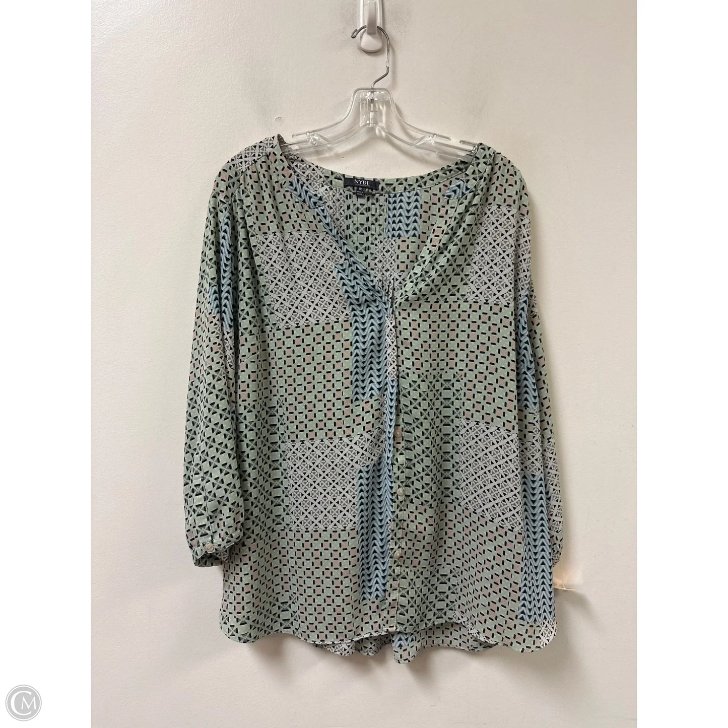 Blouse Long Sleeve By Not Your Daughters Jeans In Green, Size: 1x