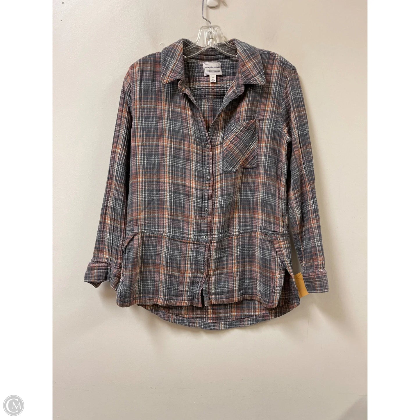 Blouse Long Sleeve By Melrose And Market In Grey & Pink, Size: Xs