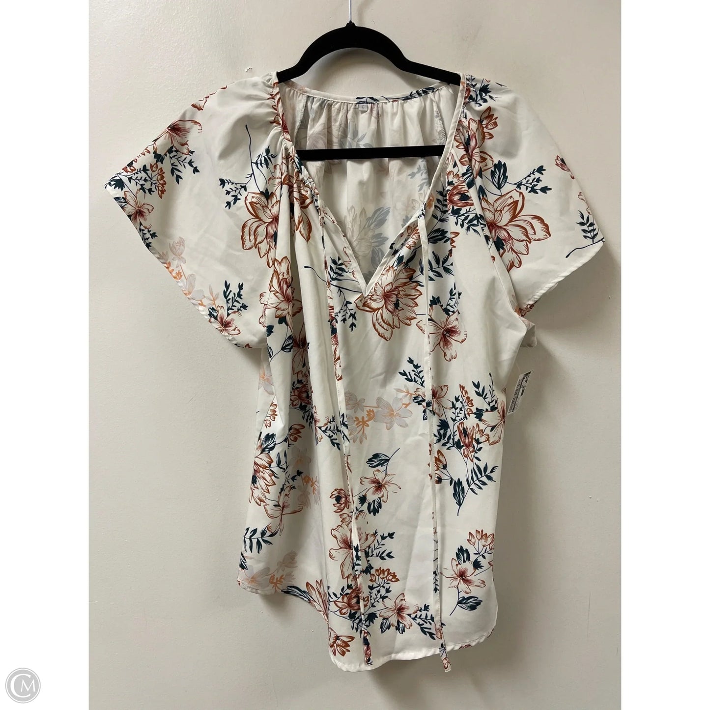 Top Short Sleeve By Clothes Mentor In Floral Print, Size: L