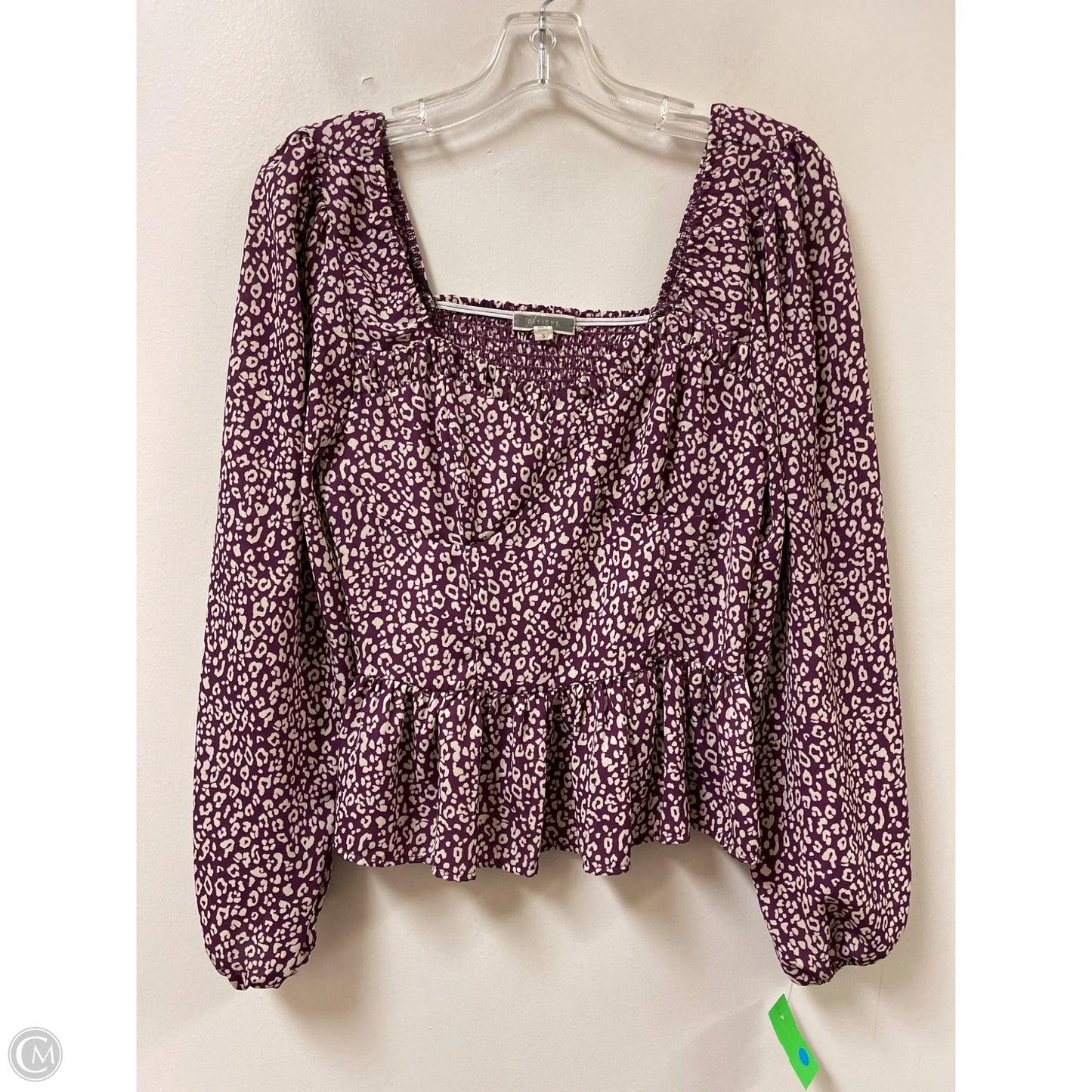 Top Long Sleeve By Pleione In Purple & White, Size: S