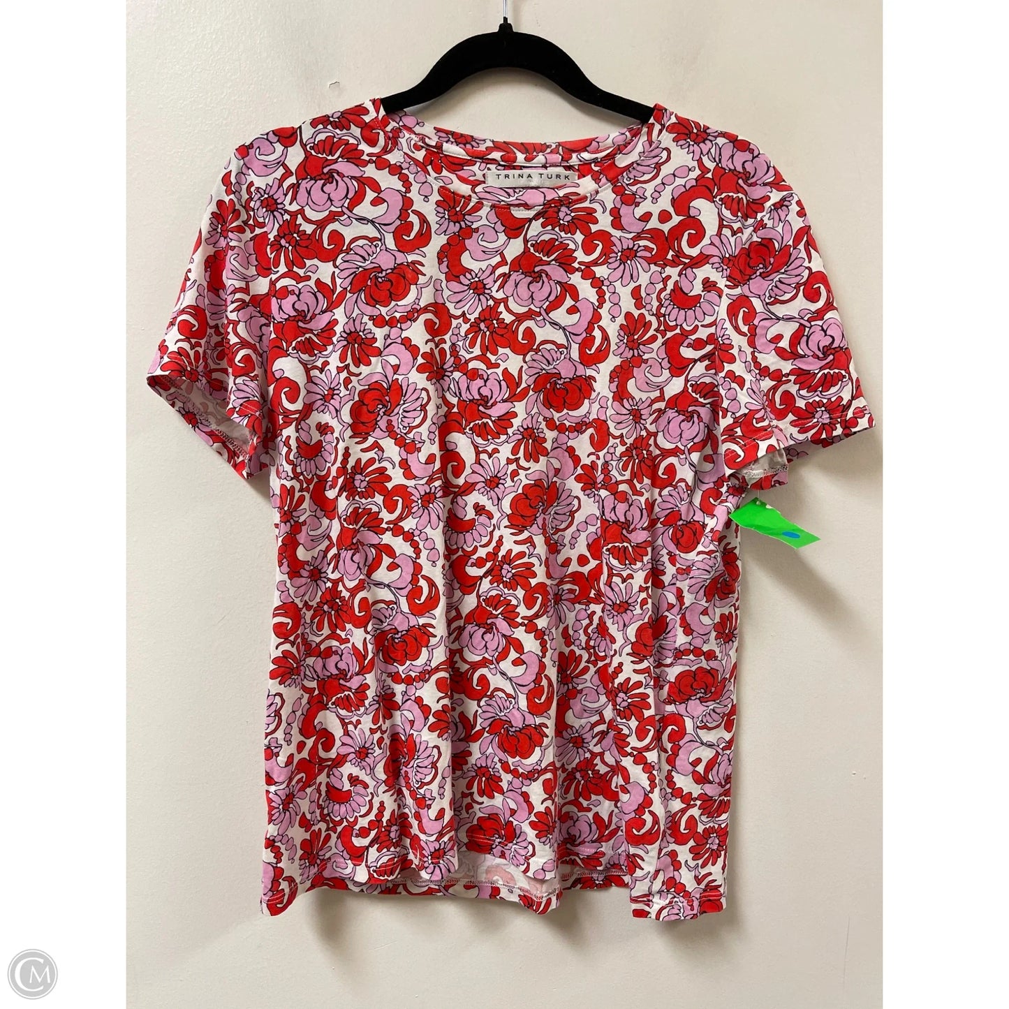 Top Short Sleeve By Trina Turk In Pink & Red, Size: L