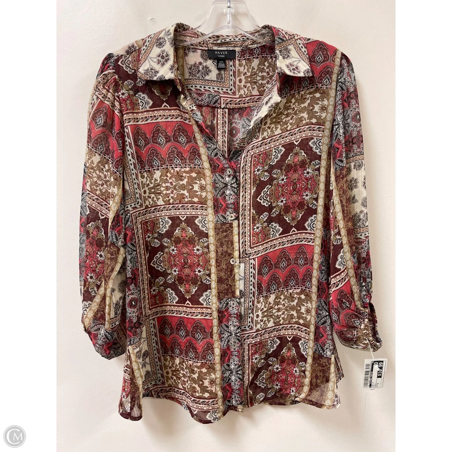 Top Long Sleeve By Clothes Mentor In Red, Size: M