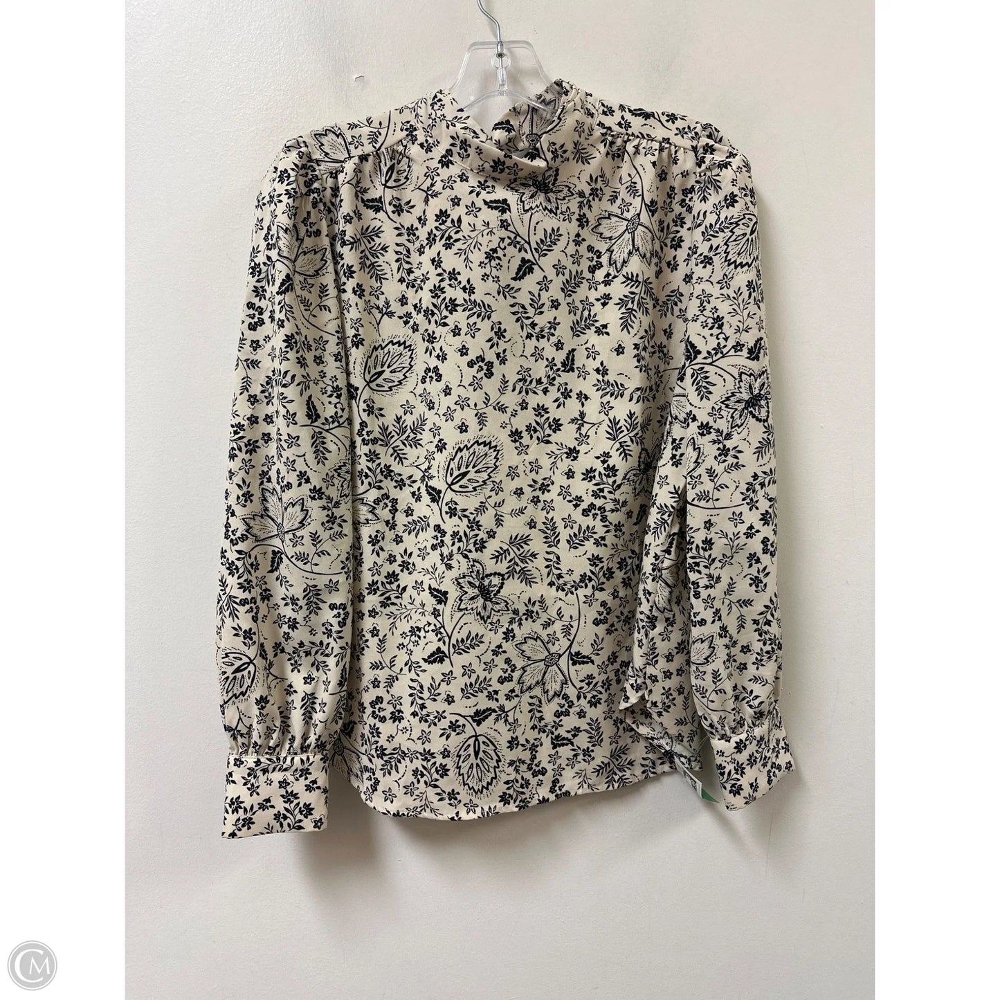 Top Long Sleeve By Loft In Black & Cream, Size: S