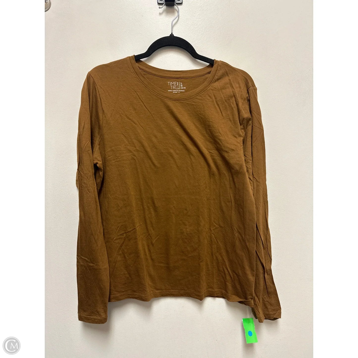 Top Long Sleeve By Time And Tru In Brown, Size: L