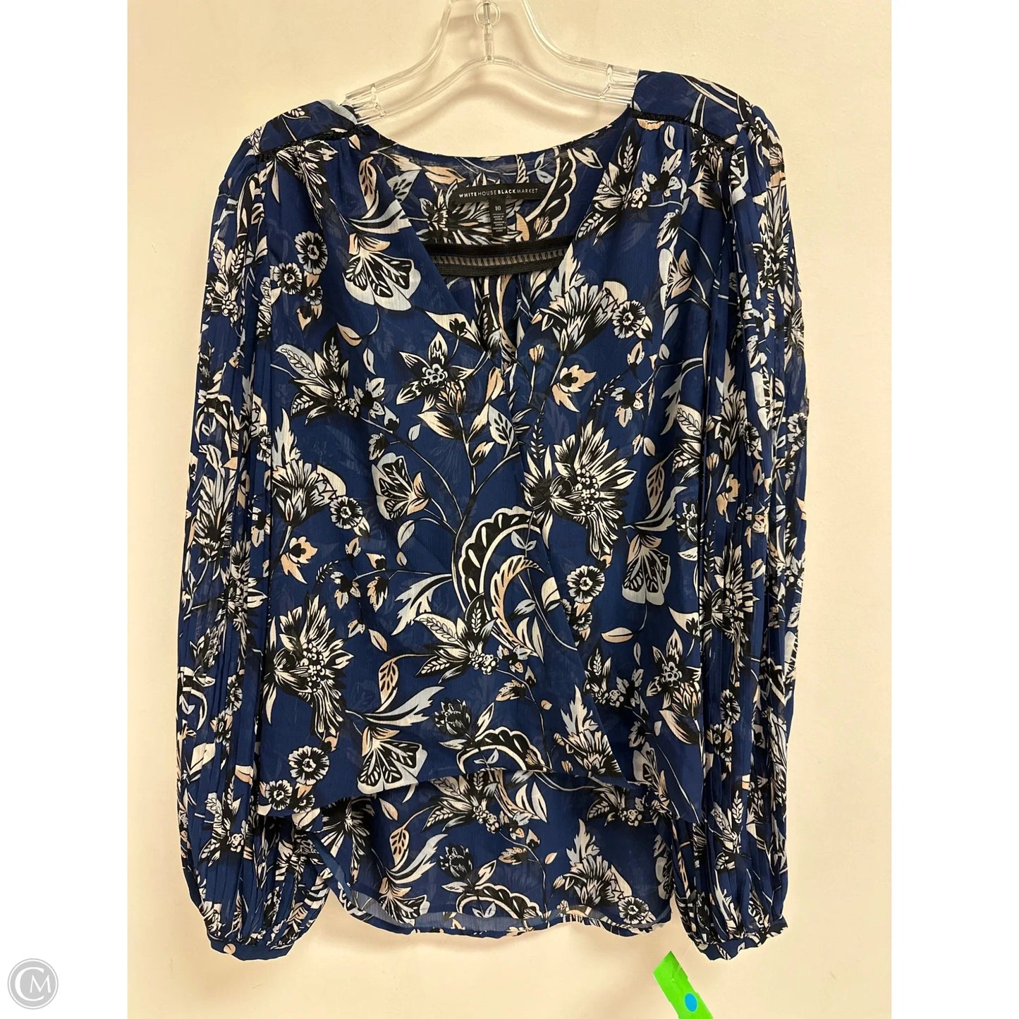 Top Long Sleeve By White House Black Market In Black & Blue, Size: M