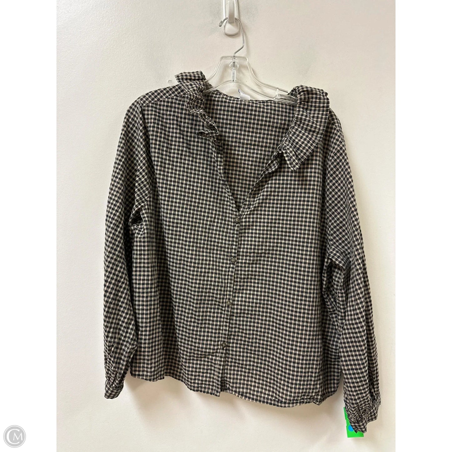 Blouse Long Sleeve By Old Navy In Black & Cream, Size: L