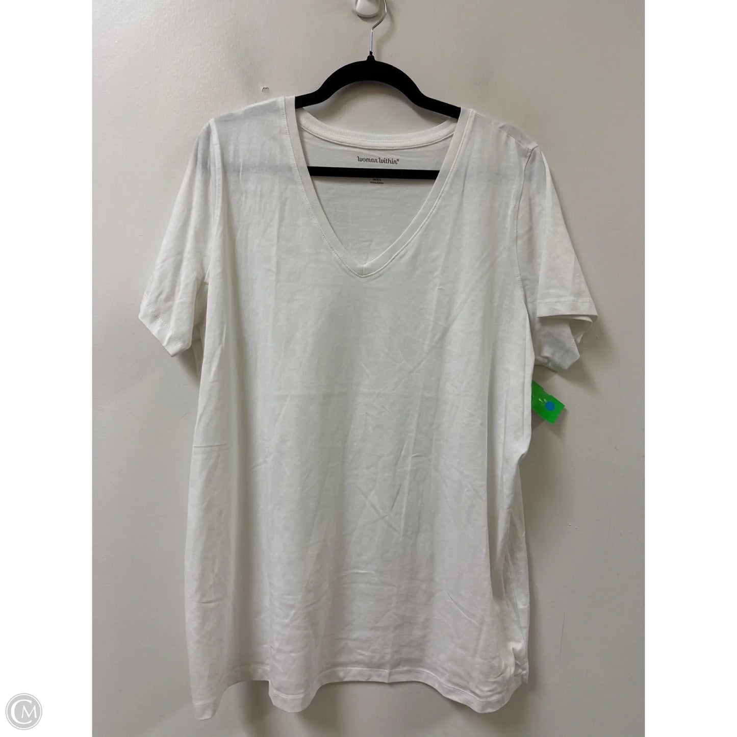 Top Short Sleeve By Woman Within In White, Size: L