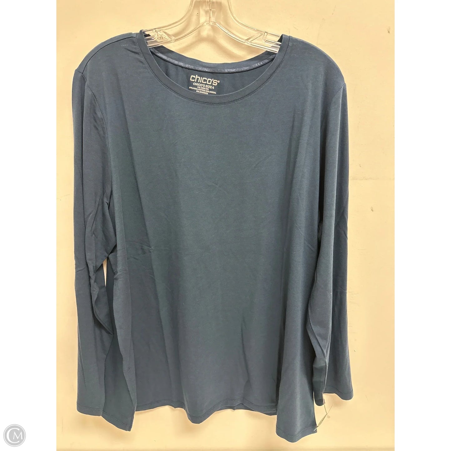 Top Long Sleeve By Chicos In Navy, Size: 1x