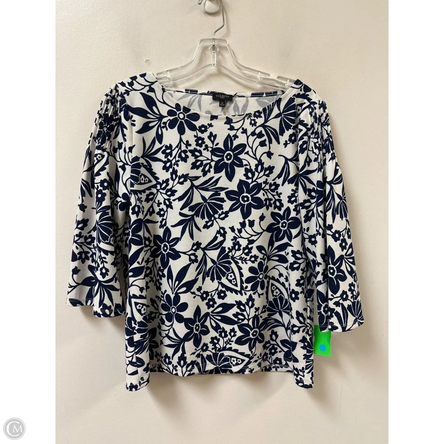 Top Long Sleeve By Talbots In Blue & White, Size: Lp