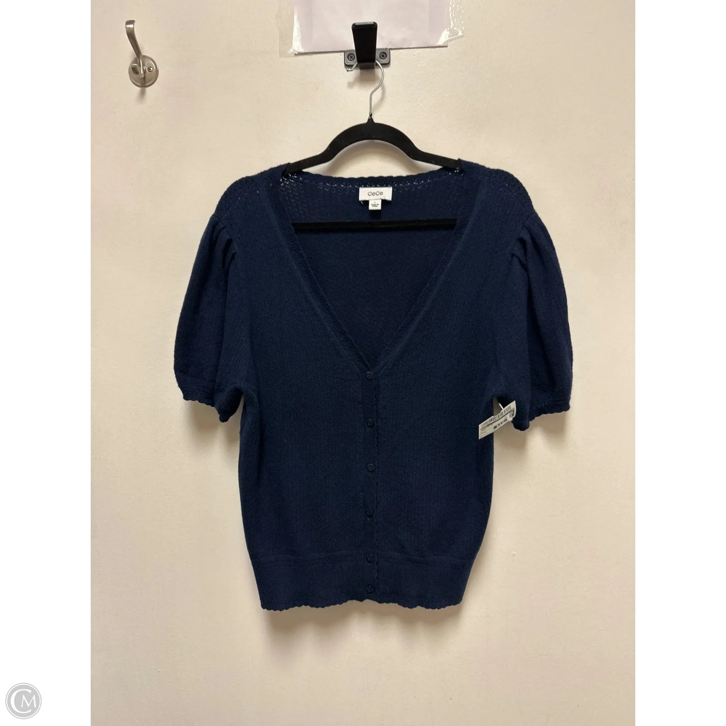 Sweater Short Sleeve By Cece In Navy, Size: L