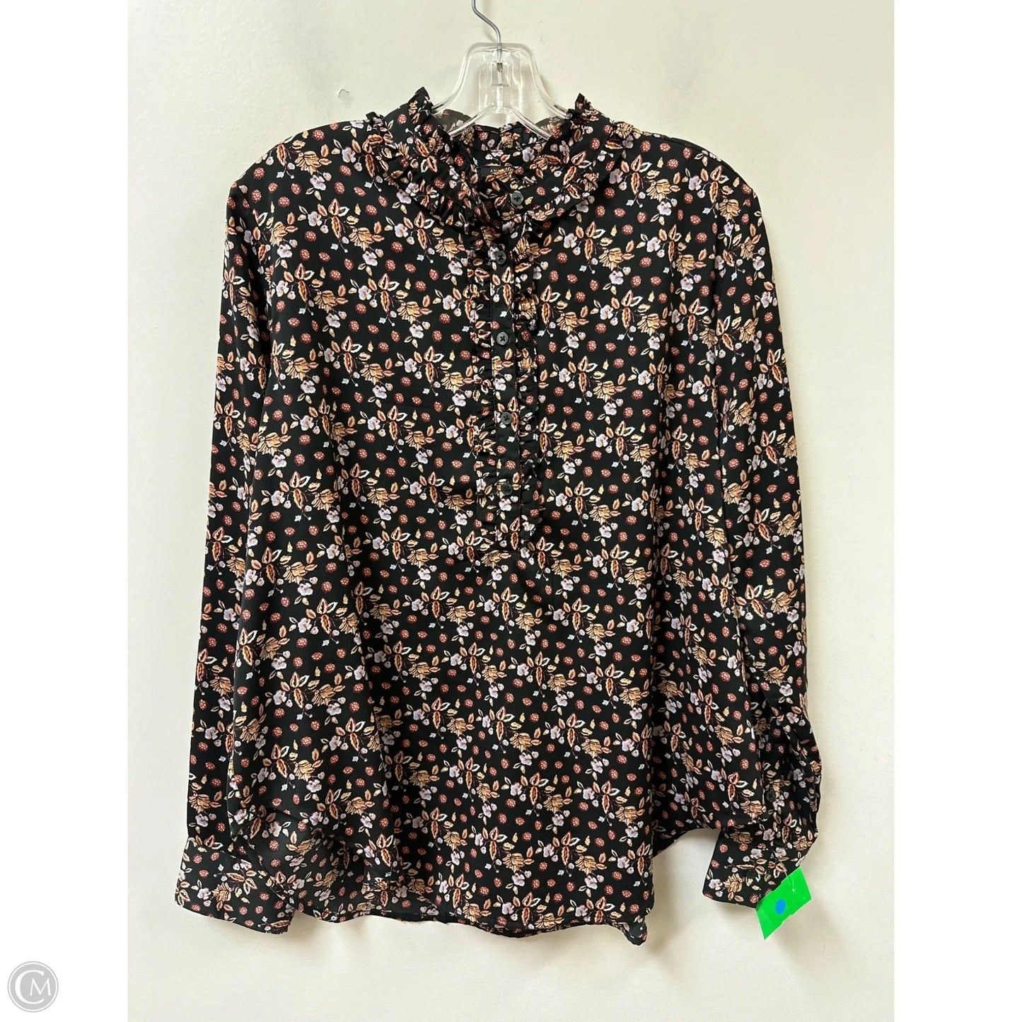 Top Long Sleeve By Ann Taylor In Black & Red, Size: L