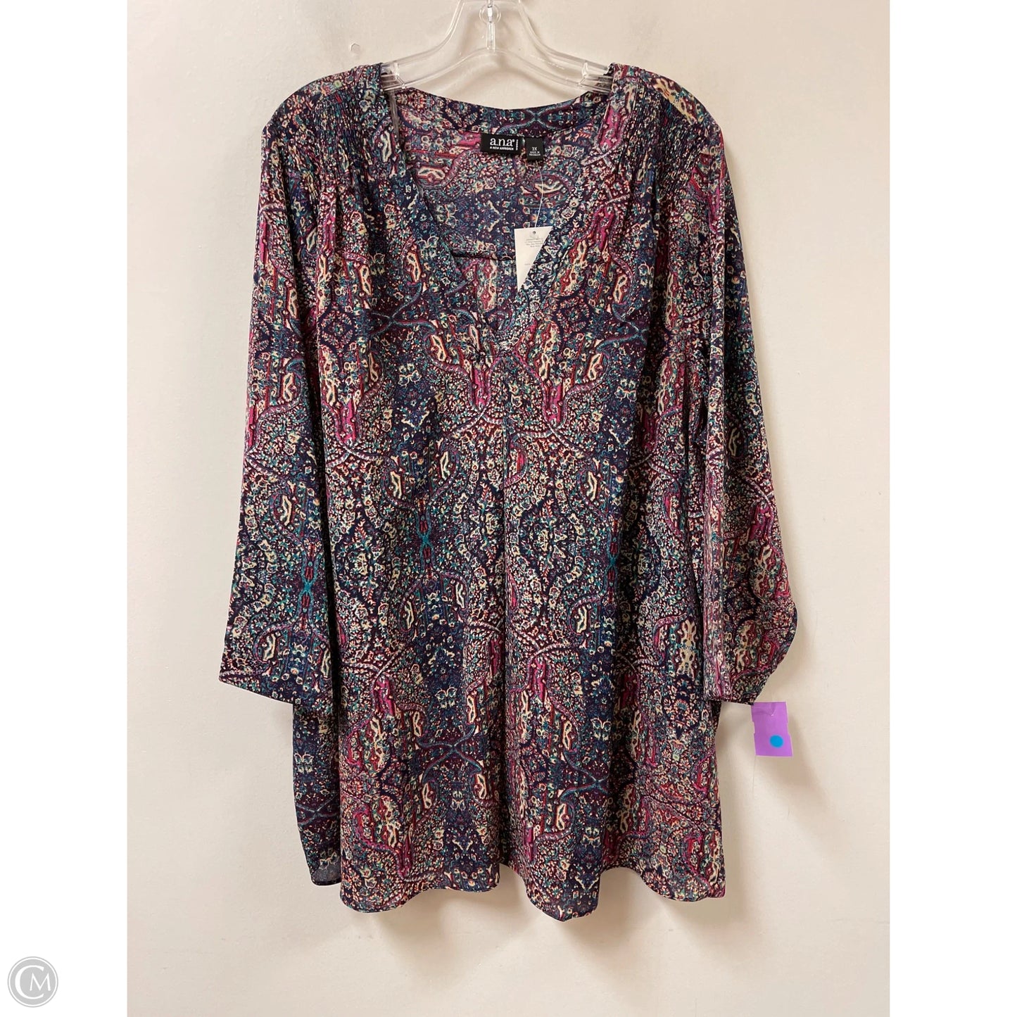 Top Long Sleeve By Ana In Blue & Purple, Size: 3x