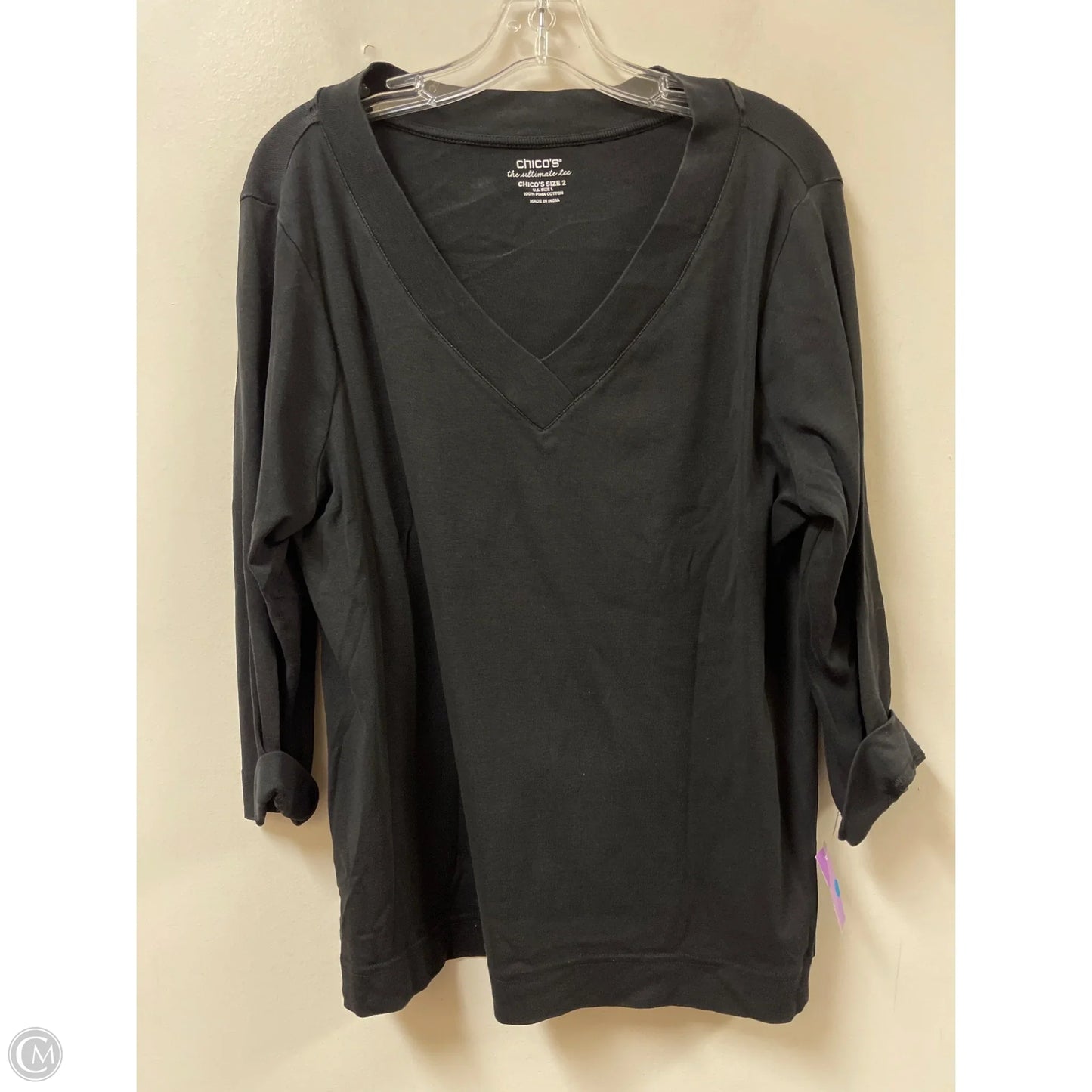 Top Long Sleeve By Chicos In Black, Size: L