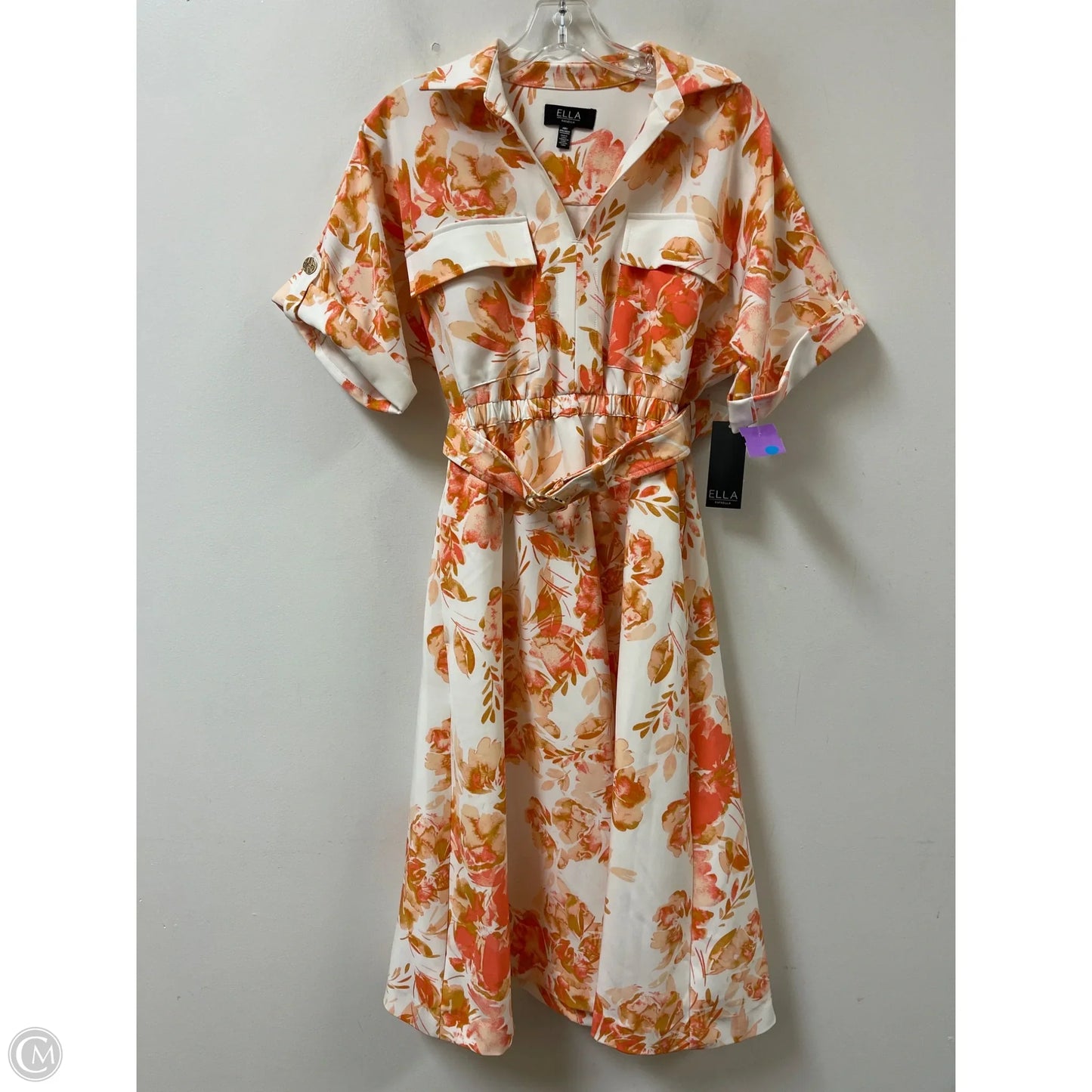 Dress Casual Midi By Rafaella In Orange & White, Size: Xs