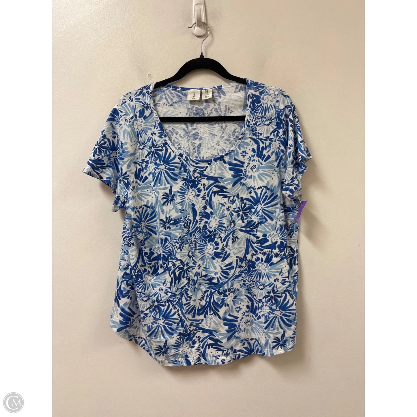 Top Short Sleeve By Joie In Blue & White, Size: 1x