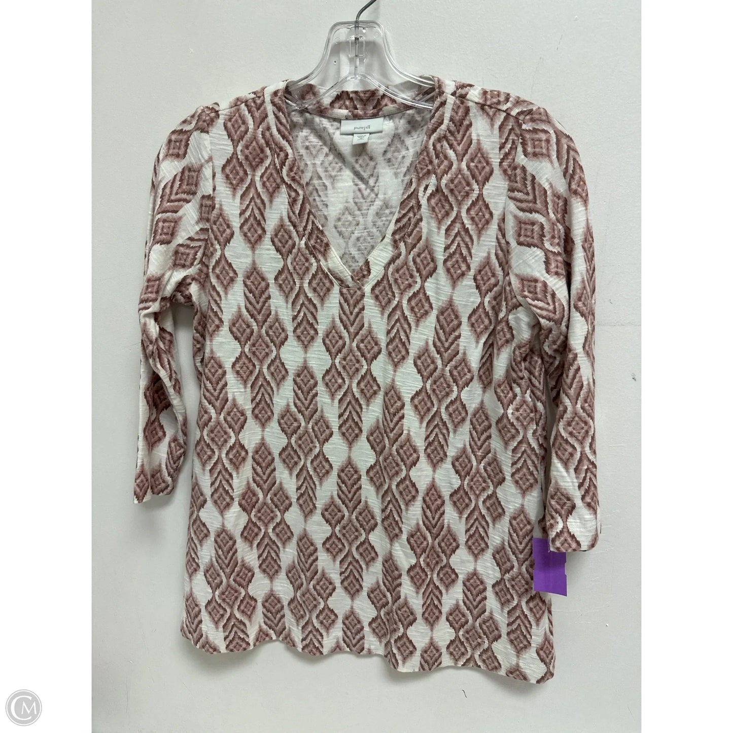 Top Long Sleeve By Pure Jill In Pink & White, Size: Xsp