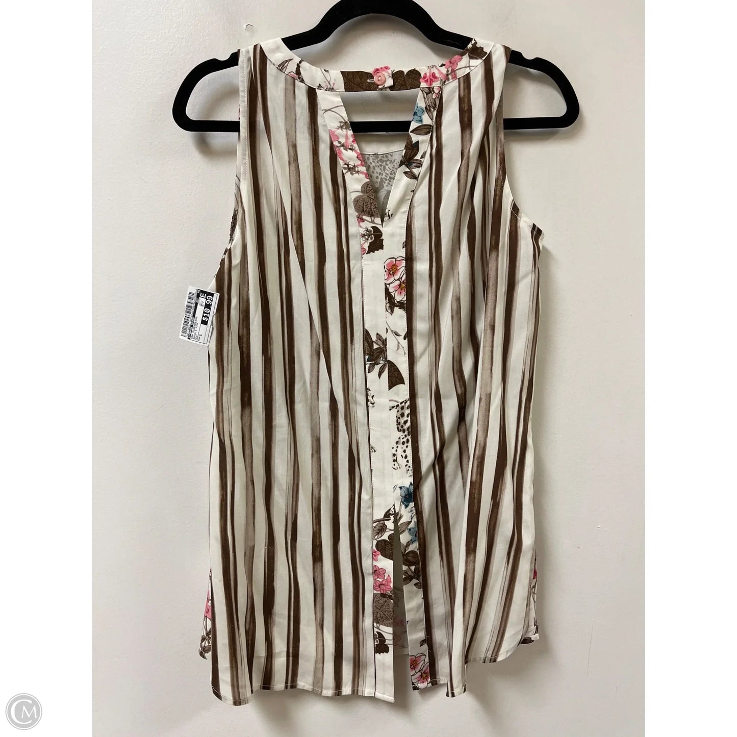 Top Sleeveless By Sharon Young In Brown & Pink, Size: S