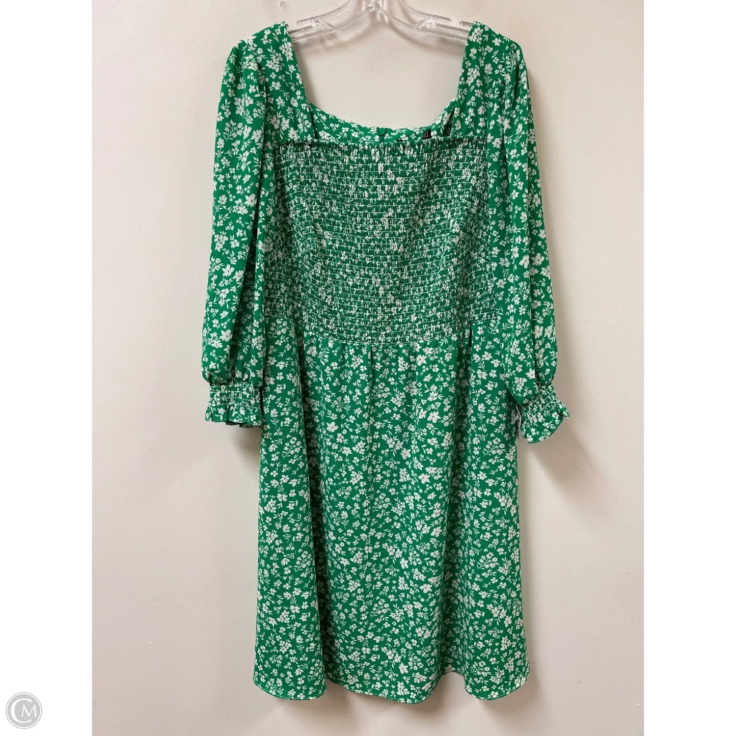 Dress Casual Midi By Jessica Howard In Green & White, Size: L