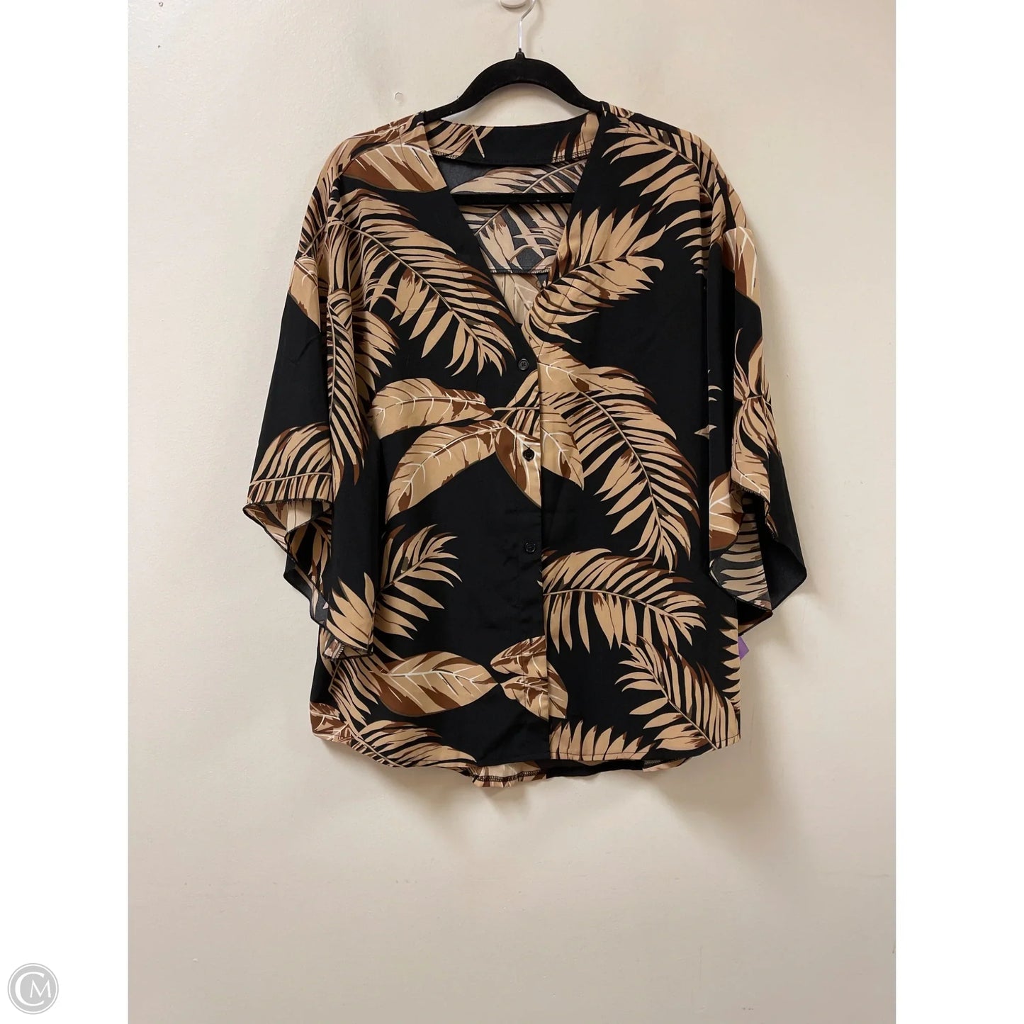 Blouse Short Sleeve By Clothes Mentor In Black & Brown, Size: Xl