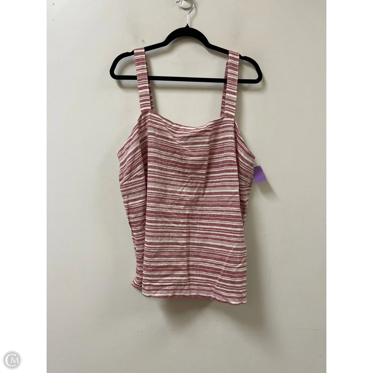 Top Sleeveless By Cato In Red & White, Size: 1x