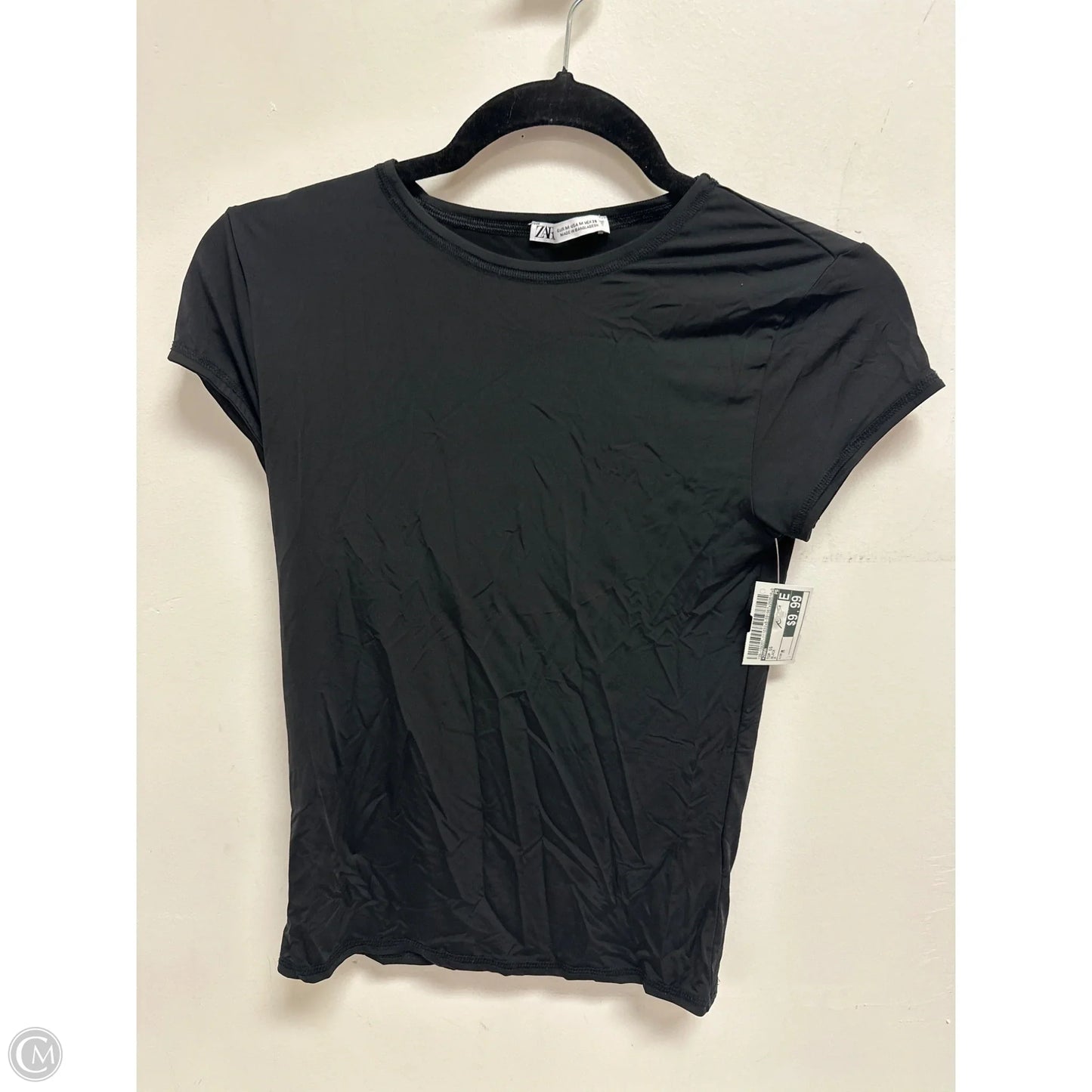 Top Short Sleeve By Zara In Black, Size: M