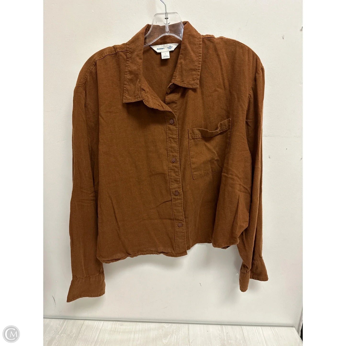 Blouse Long Sleeve By Old Navy In Brown, Size: L