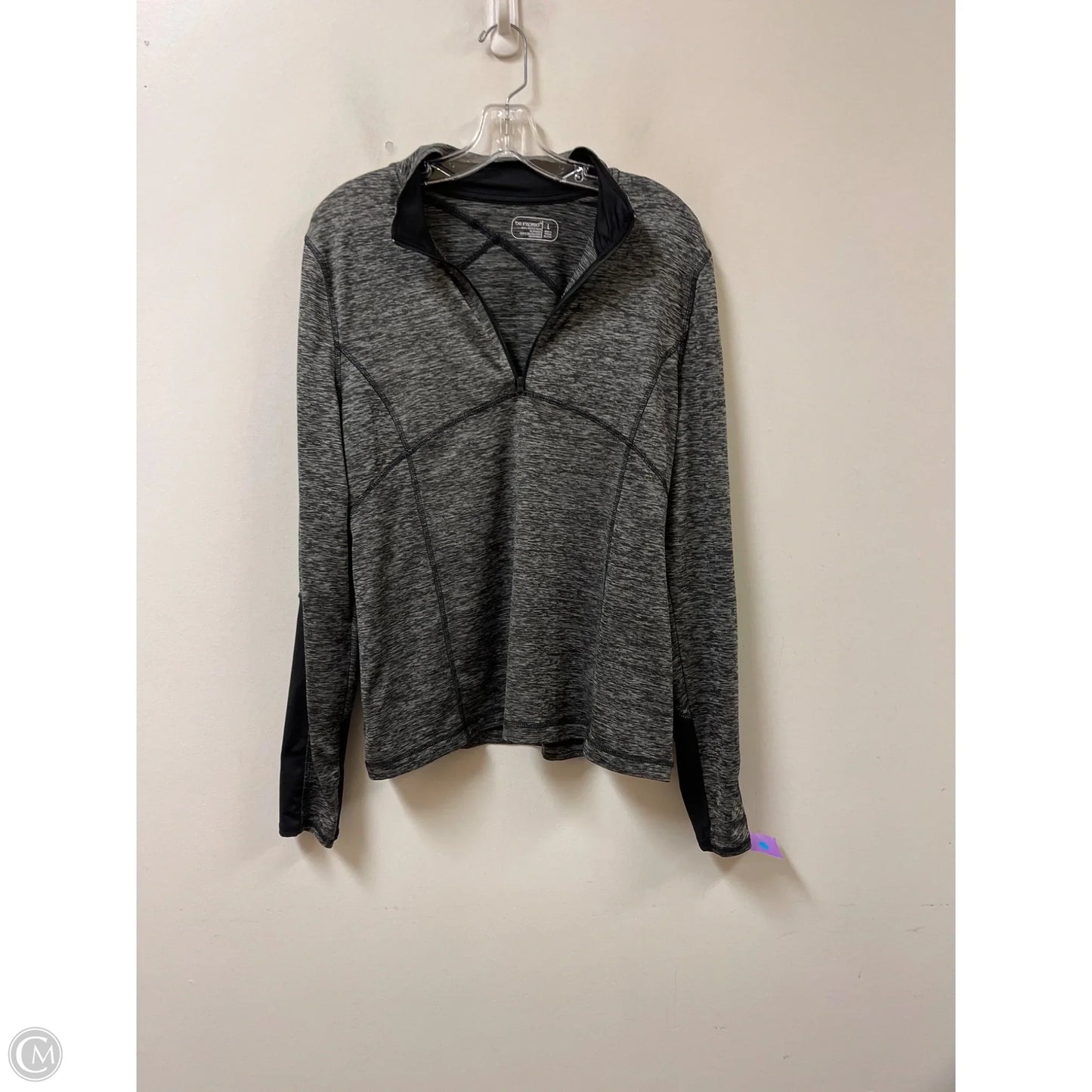 Athletic Top Long Sleeve Collar By Be Inspired In Grey, Size: L