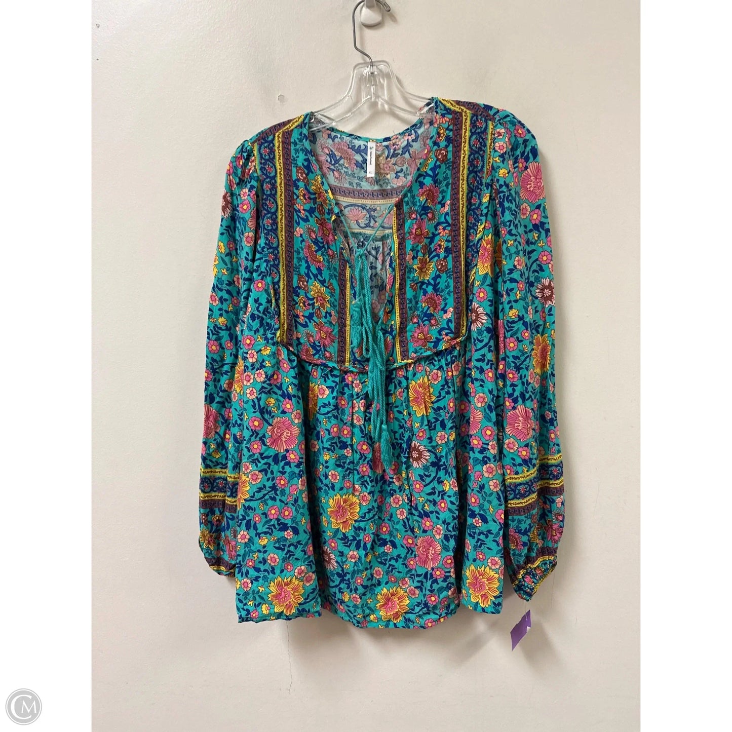 Top Long Sleeve By Beachsissi In Blue & Pink, Size: Xl