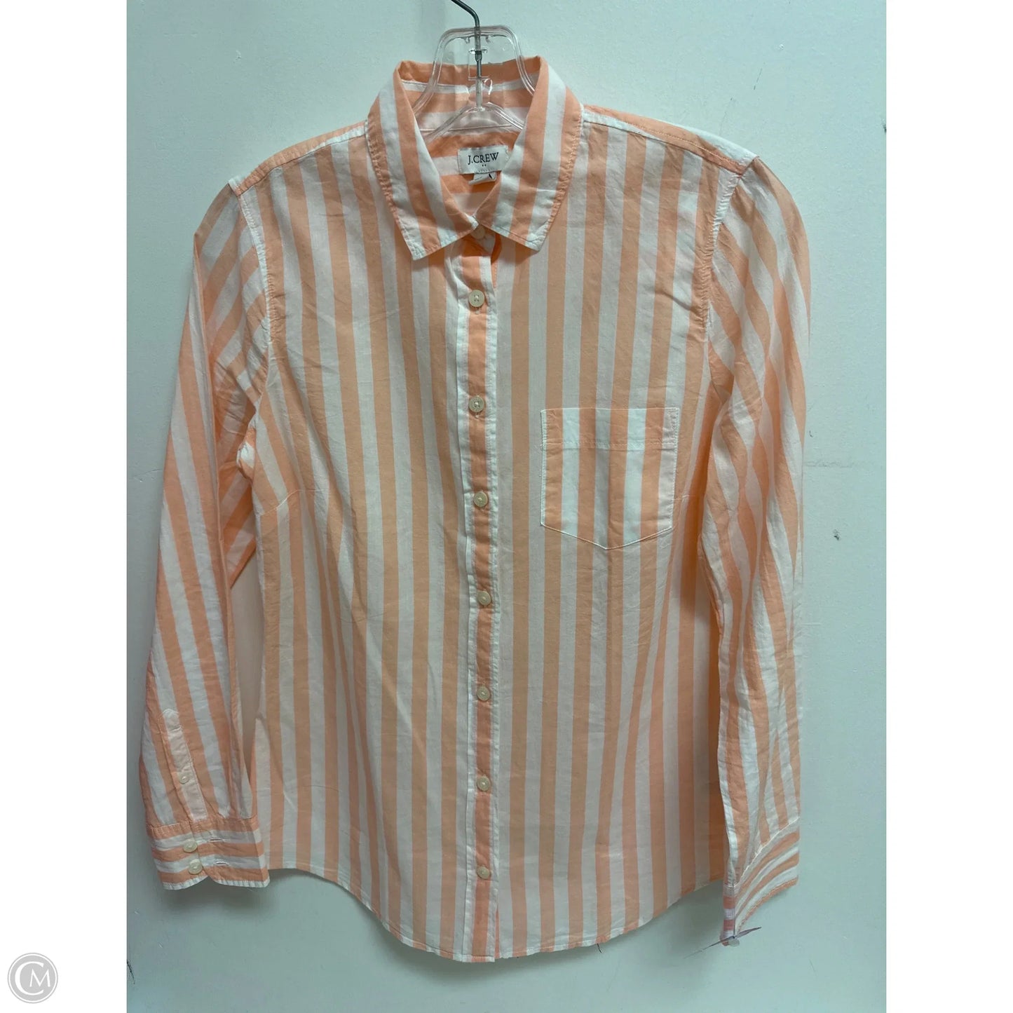 Blouse Long Sleeve By J. Crew In Pink & White, Size: Xs