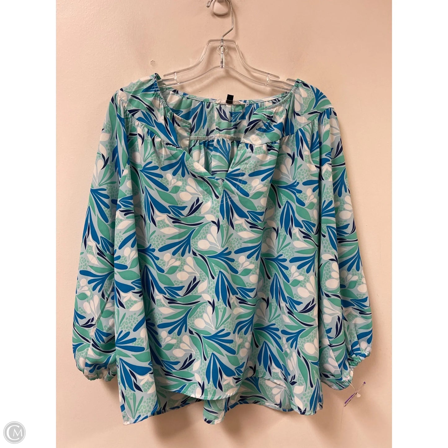 Top Long Sleeve By Michelle Mcdowell In Blue & Green, Size: Xl