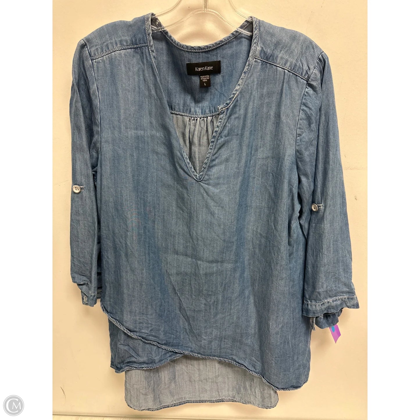 Top Long Sleeve By Karen Kane In Blue, Size: L